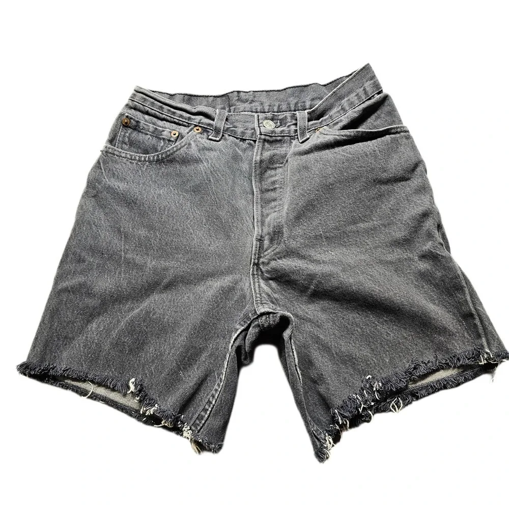 Vintage Levi's 501 Cut-Off Shorts Womens Size 11 Black Denim Red Tab Button Fly